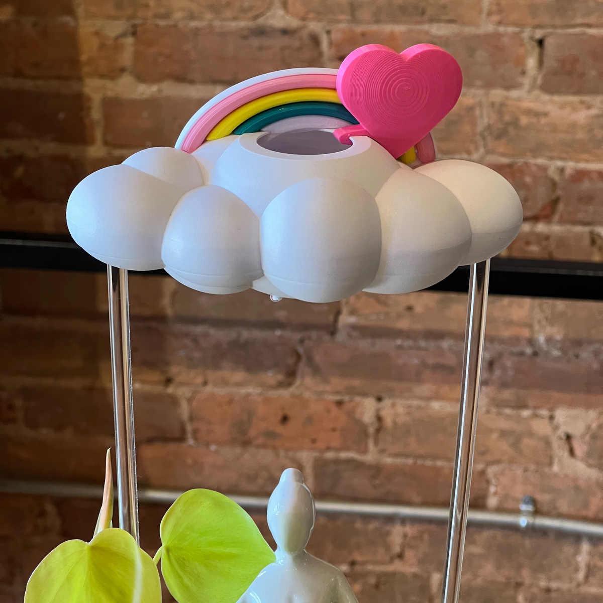 Original Dripping Rain Cloud with Pink Heart and Pastel Rainbow Charms