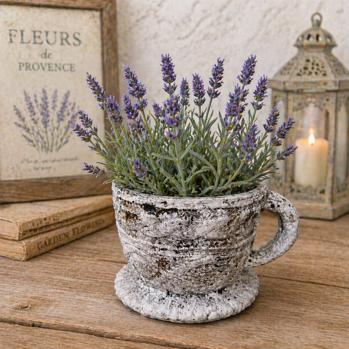Cement Rustic Tea Cup Planter