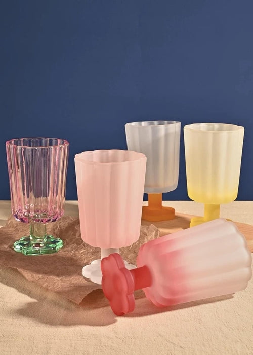 Hand Blown Petal Goblets - Cute Whimsical Colored Wine Glasses