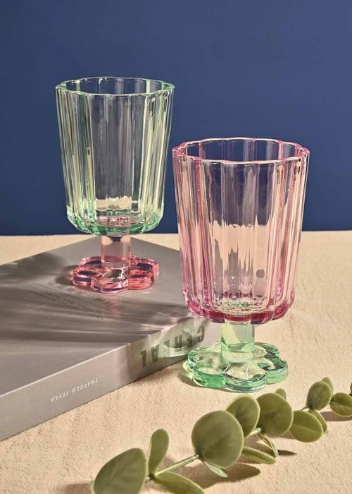 Hand Blown Petal Goblets - Cute Whimsical Colored Wine Glasses