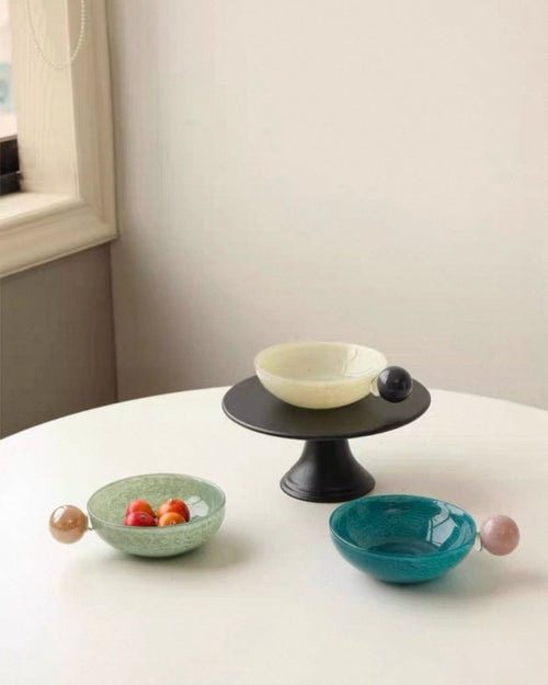 Handblown Bonbon Whimsical Salad Snack Desert Bowl, Eclectic