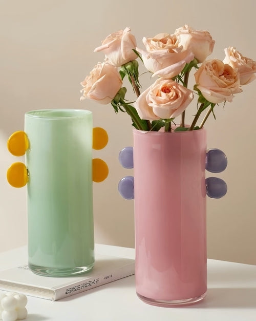 Handblown Whimsical Cylinder Vase - Eclectic Table Setting