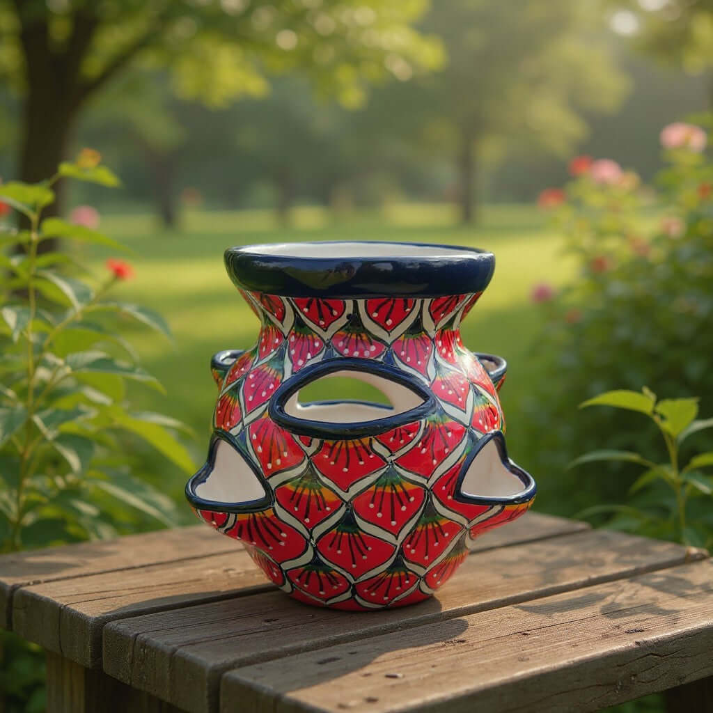 Talavera Strawberry Planter | Red Peacock Design